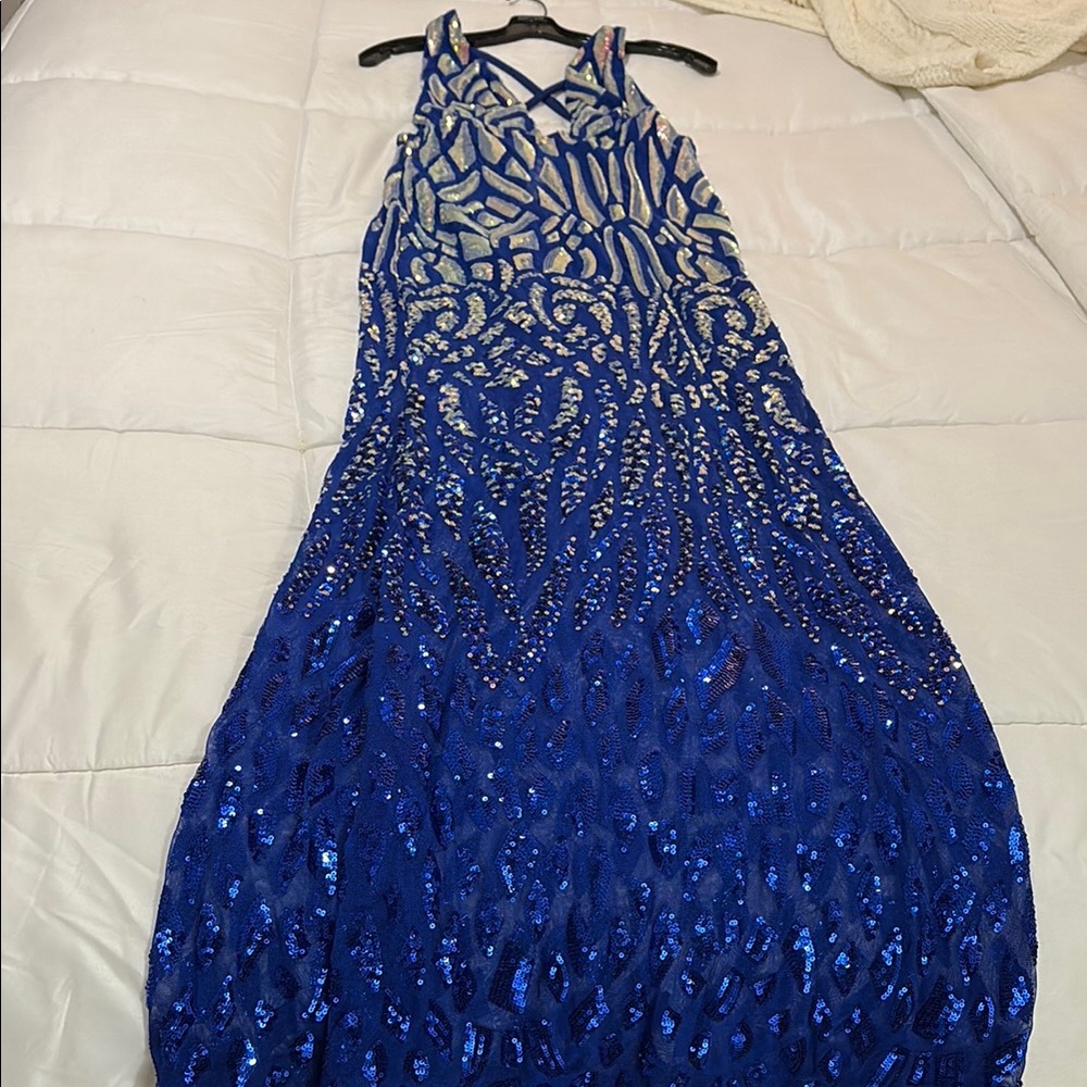 Stunning Blue and Silver Maxi Dress